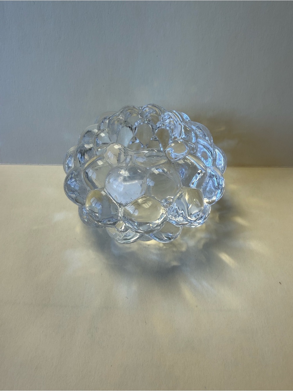 Orrefors Raspberry Votive Candle Holder Crystal Tea Light Bubble Anne Nilsson